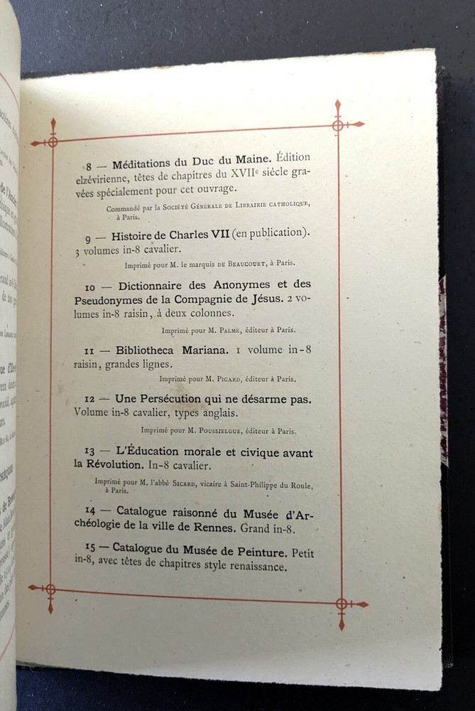 Catalog. Alphonse Le Roy Fils Lithograph Printer. 1886. Rennes