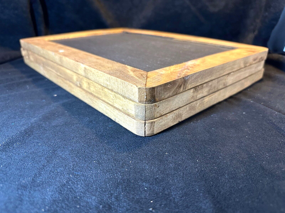 Rustic Wood Frame Natural Stone Slate 2 Sided Chalk Board 11x8