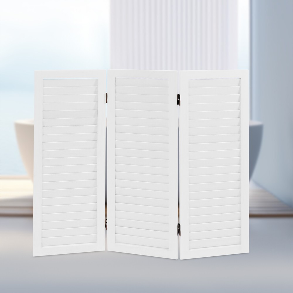 Modern 3 Panel Room Divider Screen, Freestanding Folding Room Divider, White