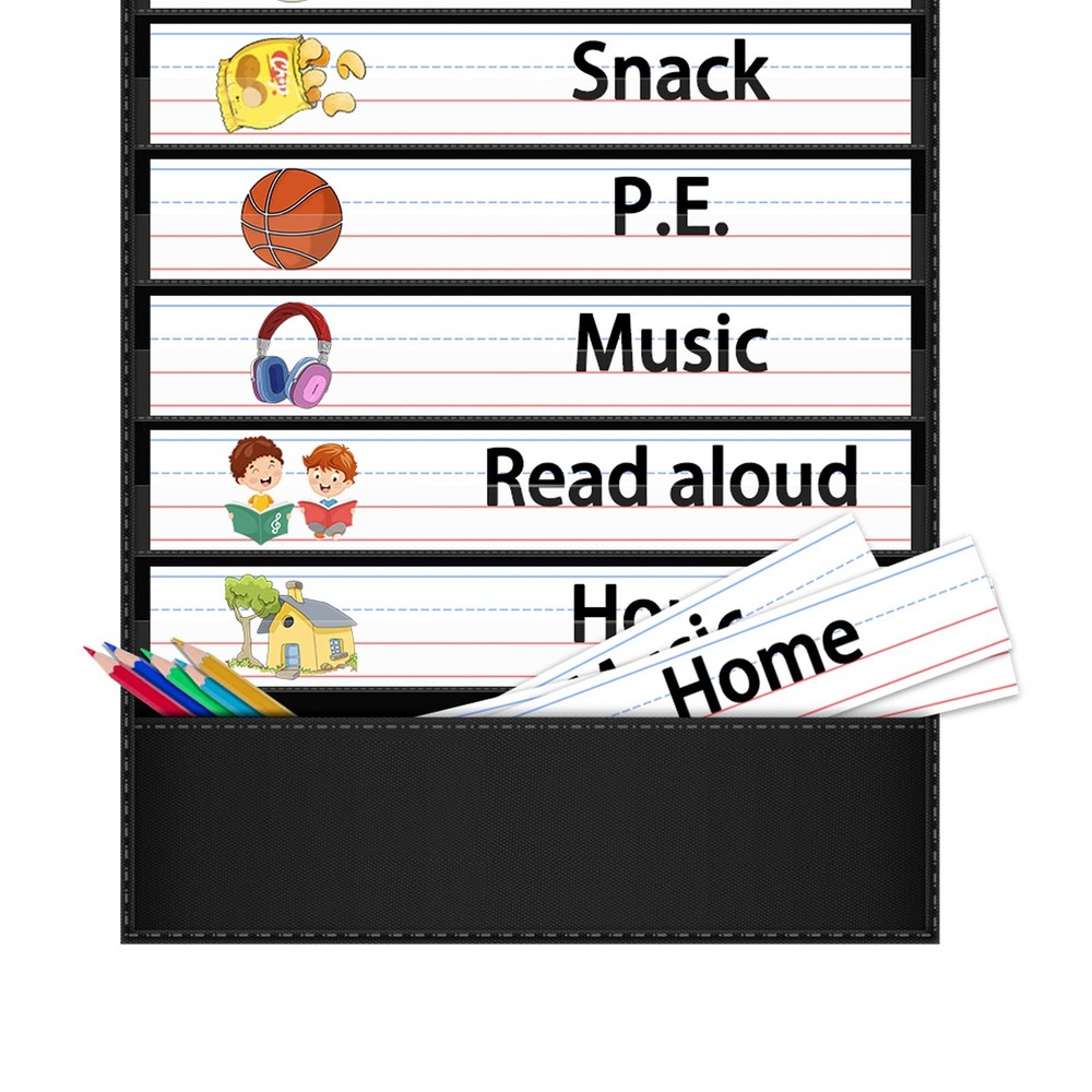 Daily Schedule Pocket Chart — 13+1 Pocket Visual Schedule for Kids, Includes ...