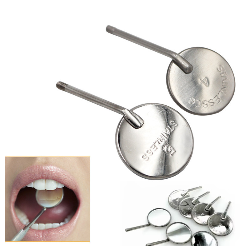 Dental Stainless Mouth Mirror Head Front Surface Reflector Cone Socket Size#4 #5