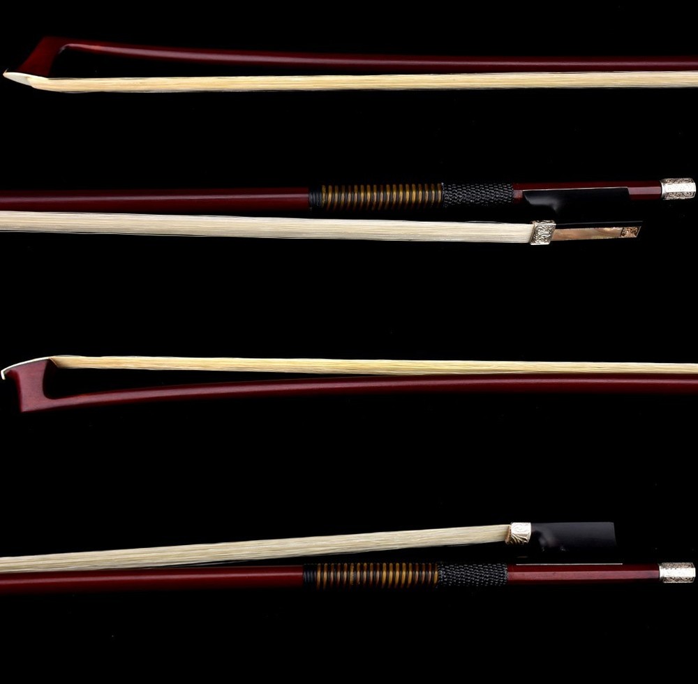 D.PECCATTE Copy Pro Master Antique Pernambuco Violin Bow 4/4 Ebony Carved Silver