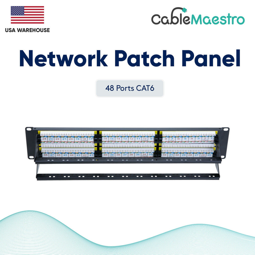 Patch Panel UTP 48 Port CAT6 RJ45 110 Network Surface Wall Mount Bracket