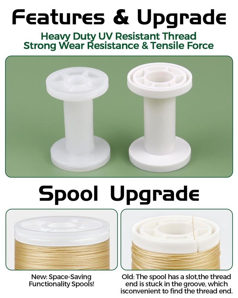 330 Yards Extra Strong Upholstery ThreadCream Bonded Nylon Thread for Denim L...