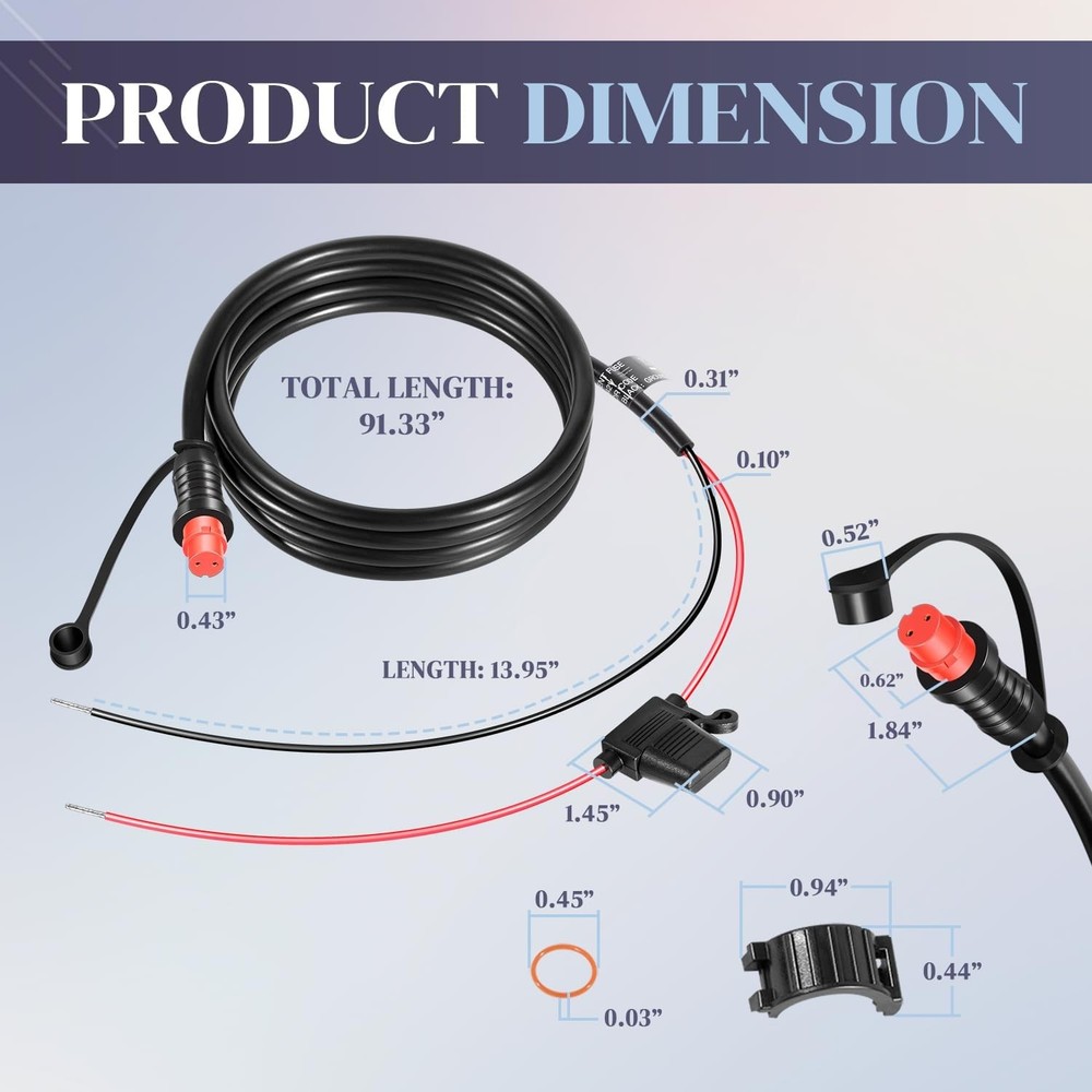 Replace for Garmin 010-11425-01 Threaded Power Cable 6ft./1.8m for Garmin GLS