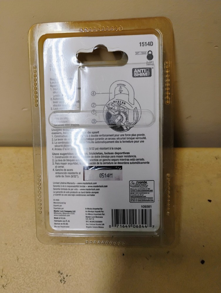 New Master Lock Combination Lock