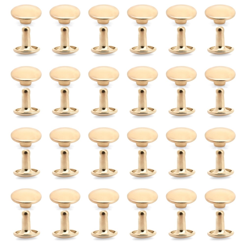 50 Sets Double Cap Leather Rivets 8mm Gold Studs