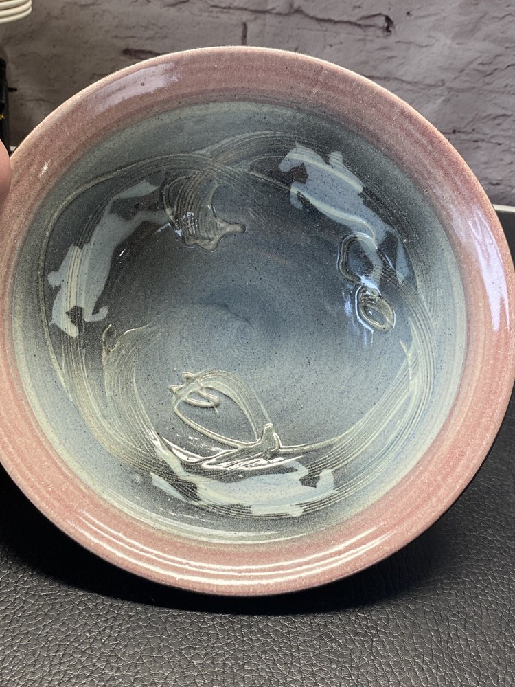 Signed Hand Made Horse Derby Glazed Display Stoneware Bowl