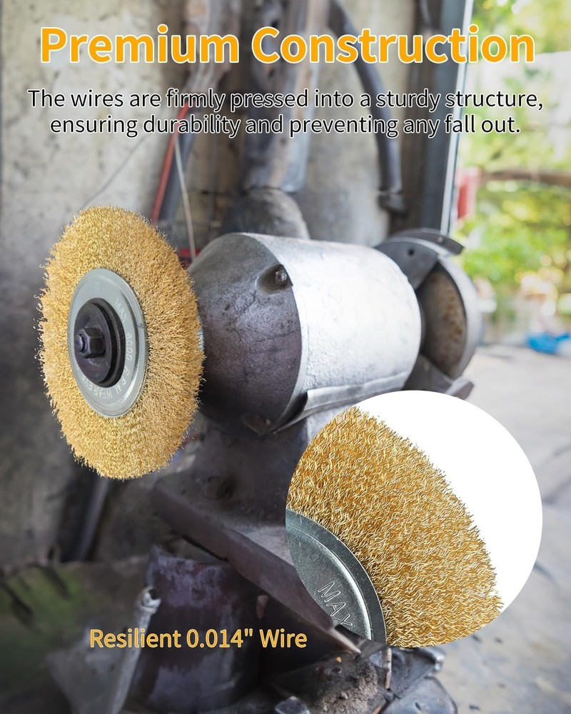 6" INCH ROUND WIRE BRUSH WHEEL FOR BENCH GRINDER