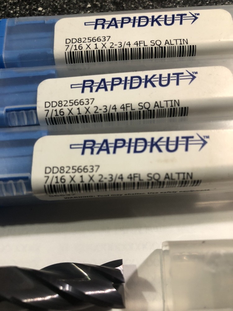7/16 Rapidkut Carbide Endmills 6pcs