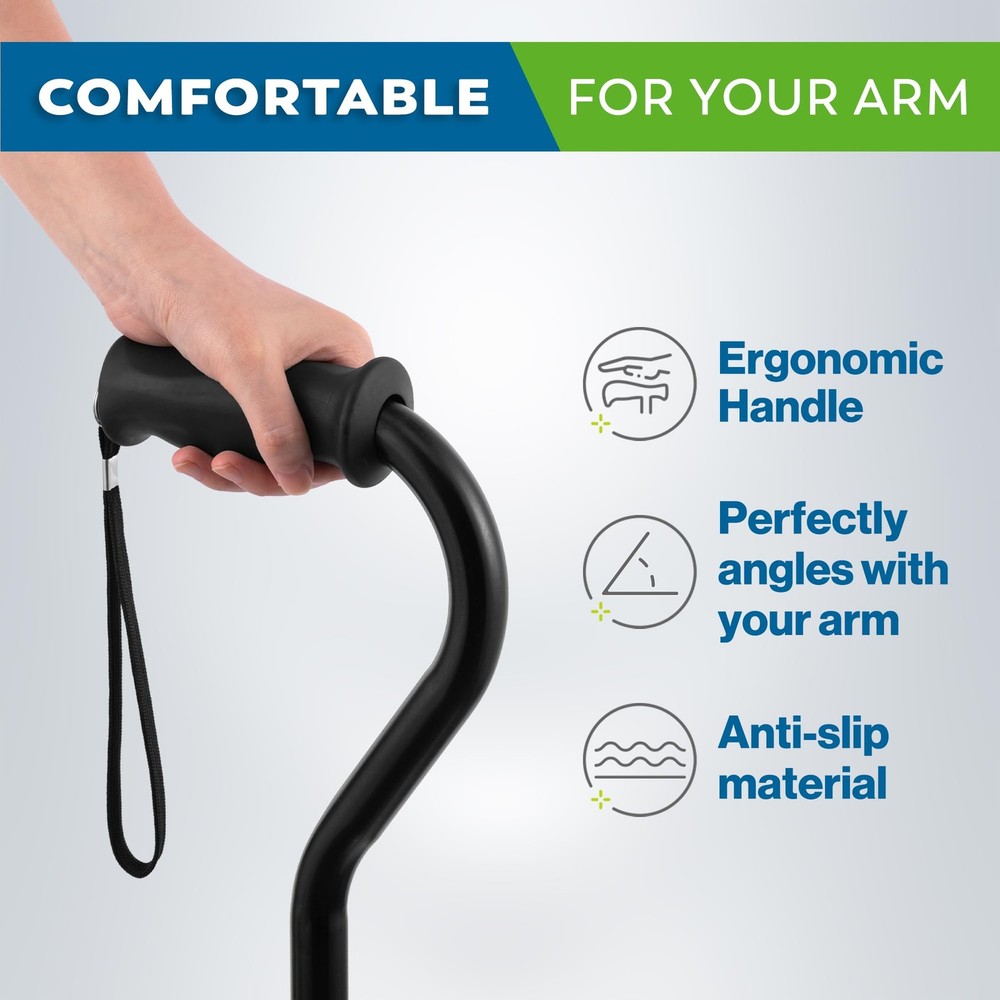 Walking Quad Cane Adjustable Lightweight Large 4 Pronged Base Balance