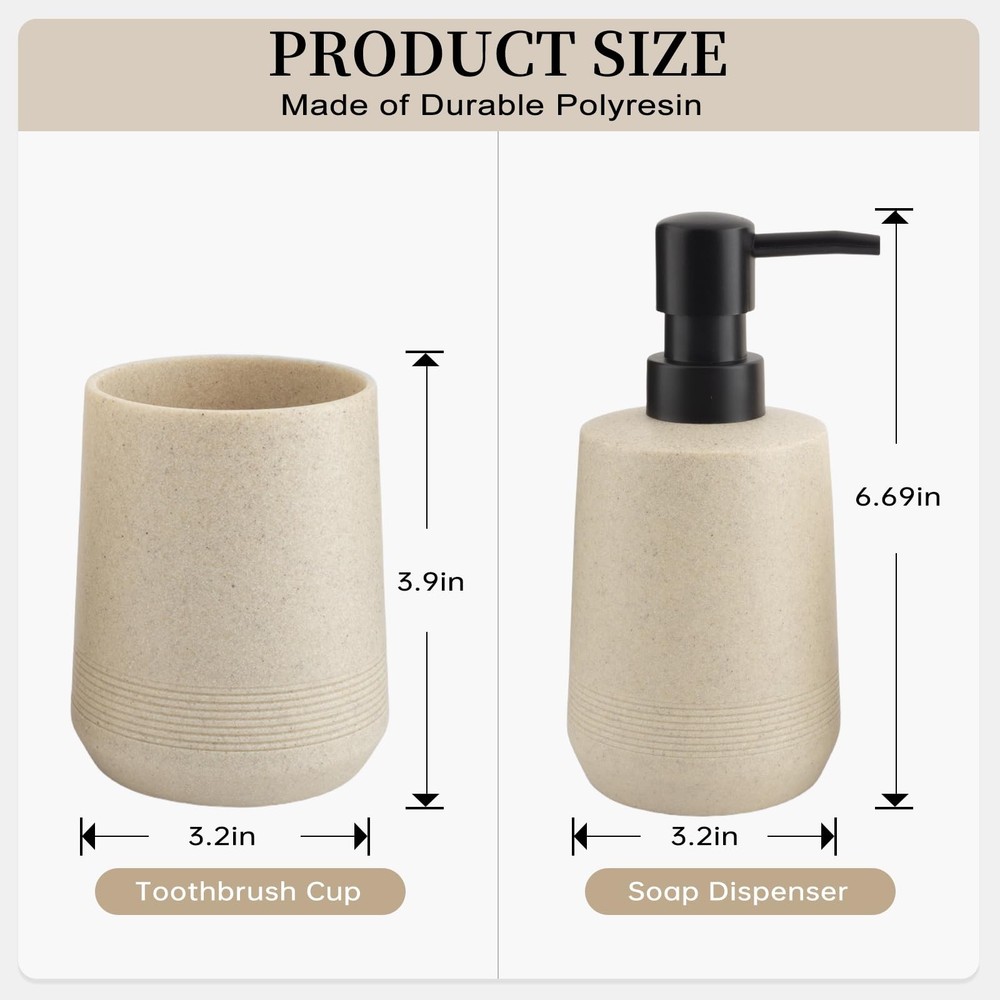 Bathroom Accessories Set, 2 Piece Resin Accessory Set with Beige