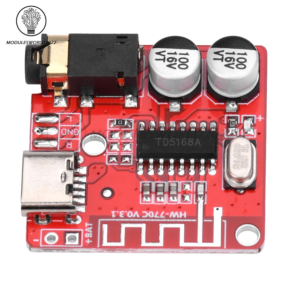 5pcs 3.7-5V Type-c Mini Bluetooth Audio Decoder Board MP3 Audio Receiver Module