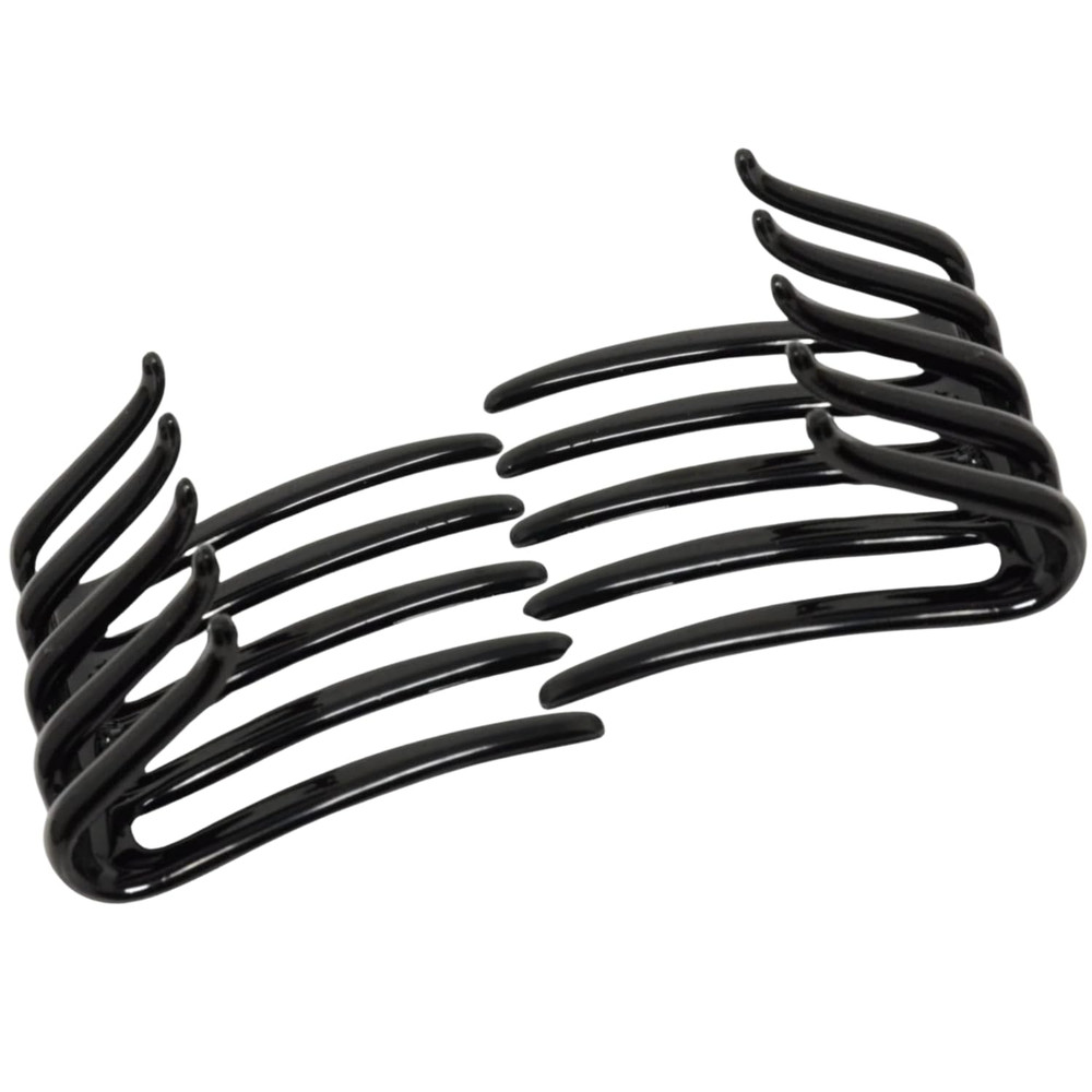 French Crab Interlocking Glossy Black Medium 2 1/4" Celluloid Interlocking No Sl