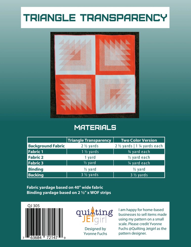 Triangle Transparency Pattern by Quilting Jet Girl