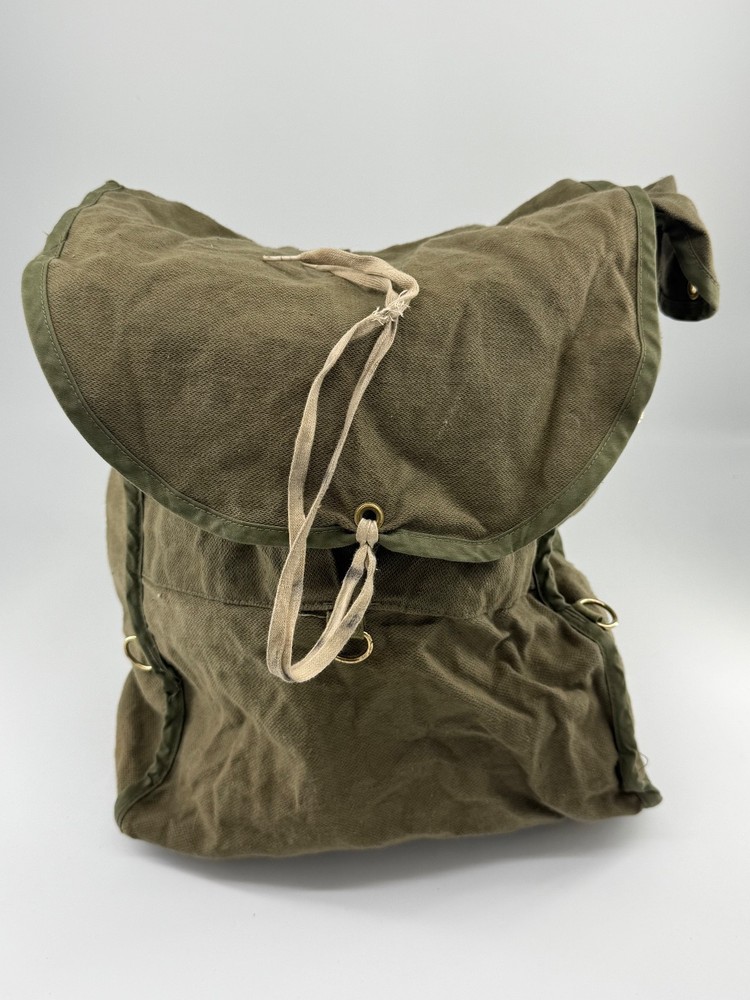 Vintage canvas army green backpack