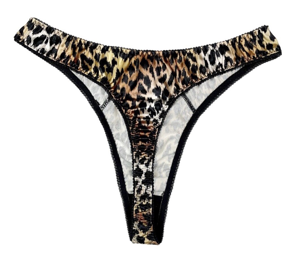 Retro Satin Thong Leopard Print L