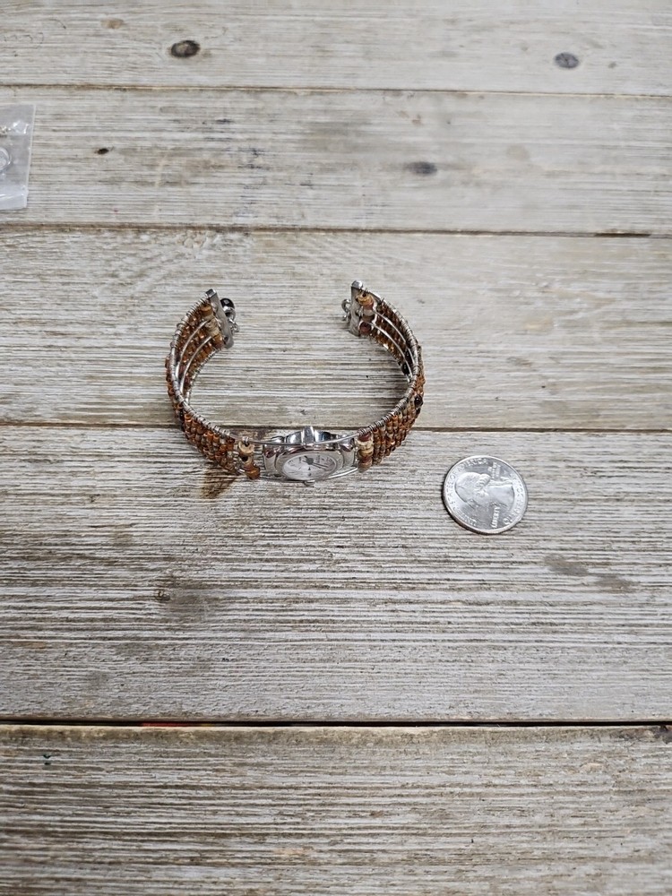 Peyote Bird Brown Beaded Cuff Watch Needs Battery