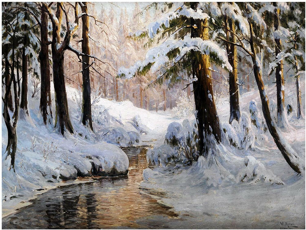 Landscape River Forest Pine Winter Tile Mural Kitchen Backsplash Marble Ceramic