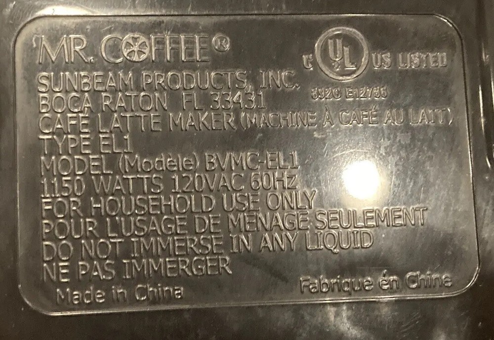 Mr. Coffee Cafe Latte Maker BVMC-EL1 Replacement Part Base Machine ONLY READ EUC