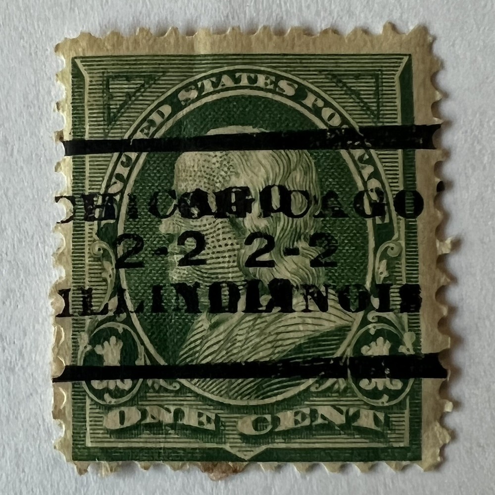 ERROR 1C U.S. STAMP DOUBLED CHICAGO ILLINOIS PRECANCEL