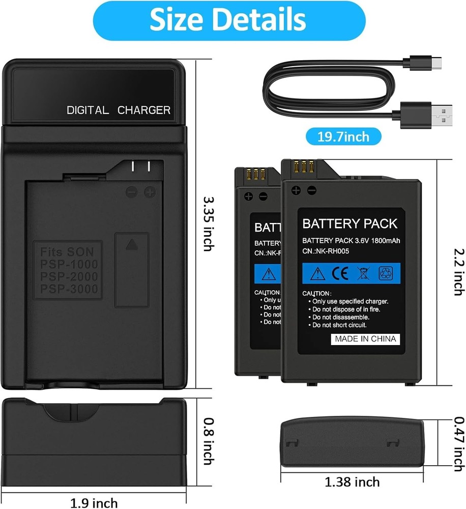 "Cost-Effective 2Pcs Battery Set for PSP Console"