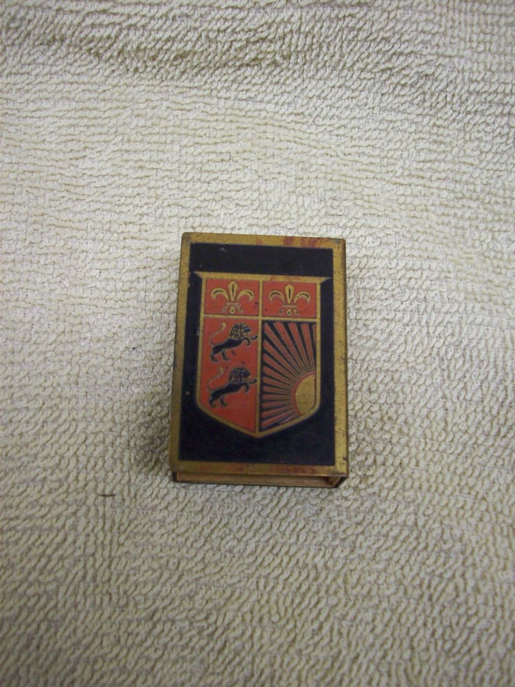 Antique Metal Enameled Matchbox