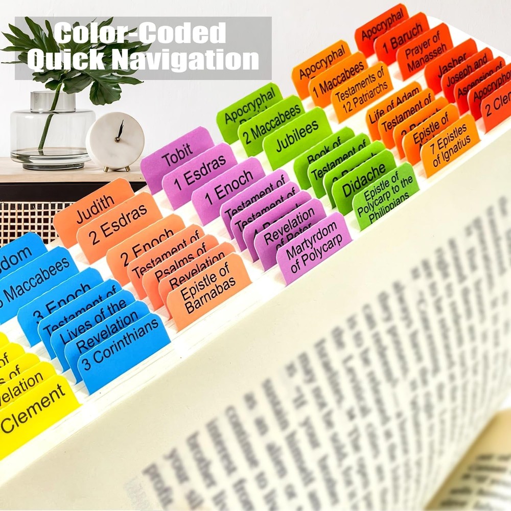 Index Tabs for The Complete 100-Book Apocrypha,2024 Edition 72 Color Coded...