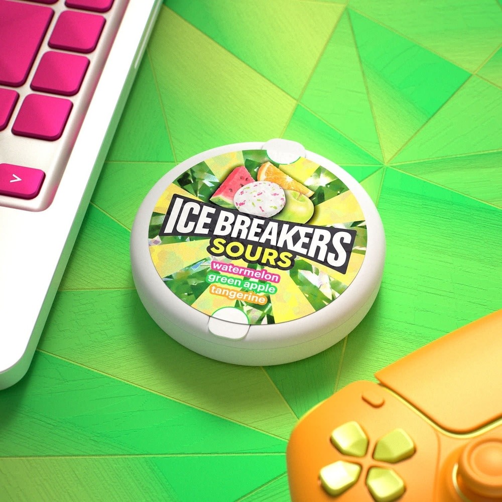 Ice Breakers Sours Assorted Fruit Sugar-Free Mints – 1.5 oz Puck