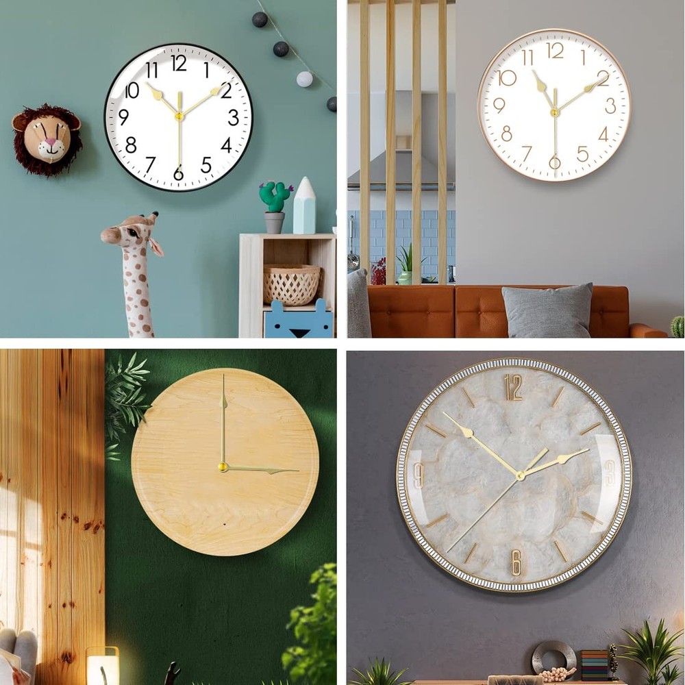 EMOON 4 Pcs Different Shaft Clock Mechanism kit with 8 Pack Black