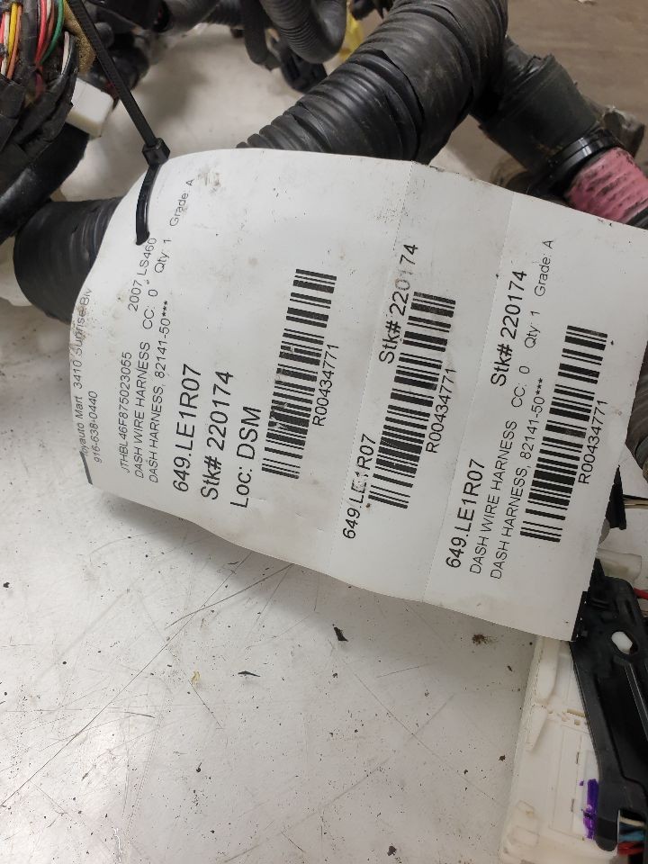 07 LEXUS LS460 DASH WIRE HARNESS