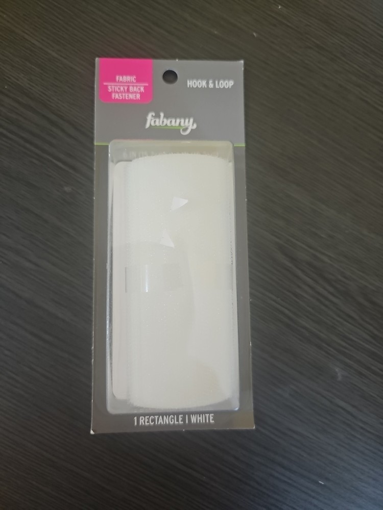 New Fabany Fabric Sticky Back Fastener Hook & Loop White Rectangle 6inx4in White