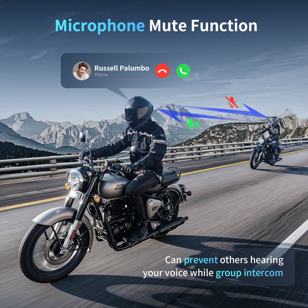 2x M1-S Plus 2000M Motorcycle Helmet Intercom BT Headset 10 Riders Communication