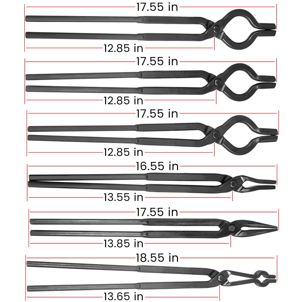Beginner Blacksmith Bladesmith Forge Tongs Tools Set Knife Making Tongs Set 6PCS