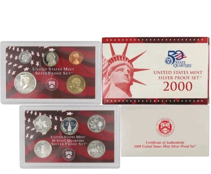 2000 S SILVER Proof Mint Set, Original Government Packaging OGP COA 🔥
