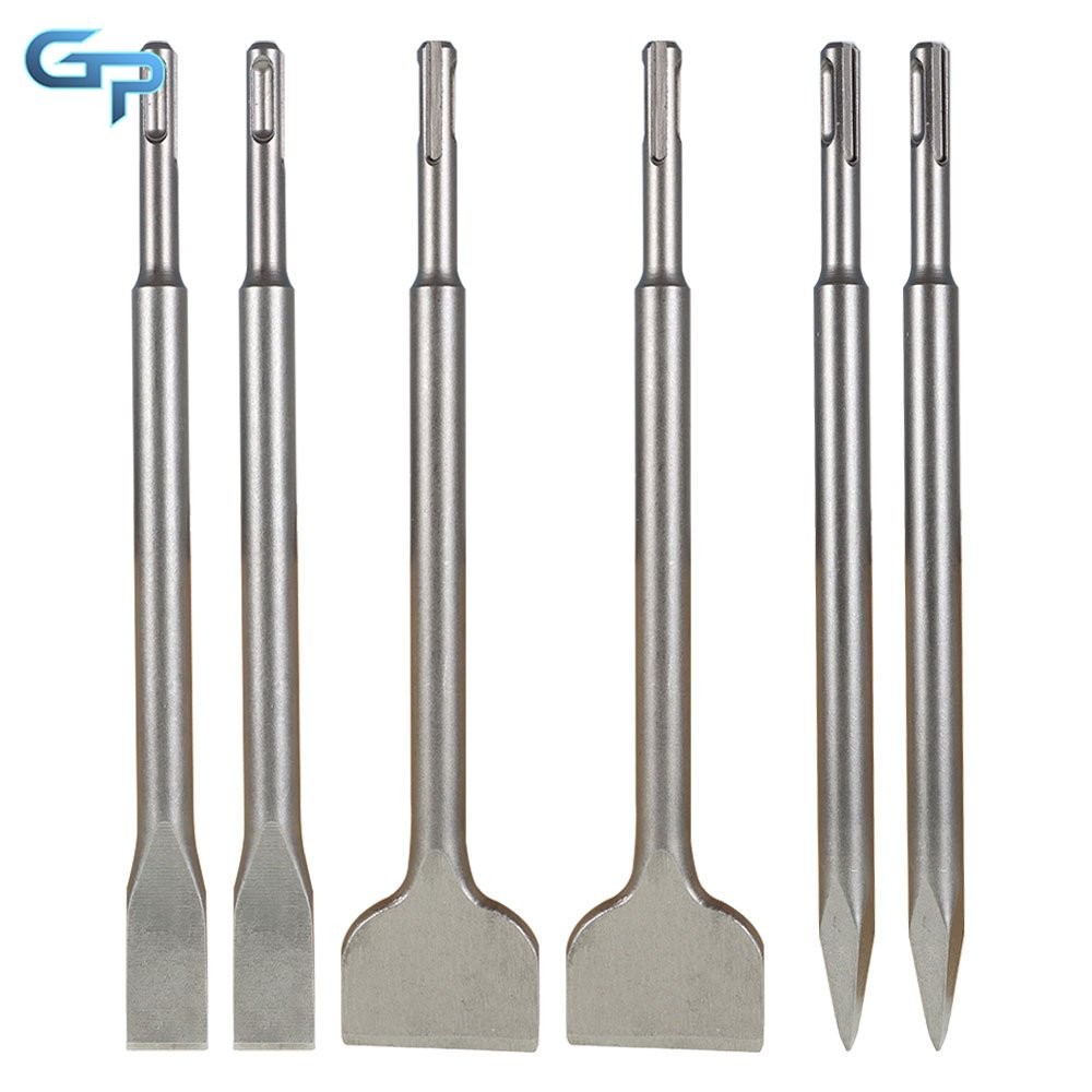 New 6 Pcs SDS Plus Chisel Set Including Point Chisel And 20mm & 40mm Flat Chisel