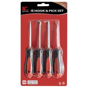 Precision Hook and Pick Set for Automotive | 4-Piece Hand Tools Red