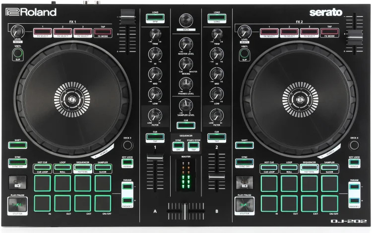 Roland DJ-202 4-deck Serato DJ Controller with Drum Machine