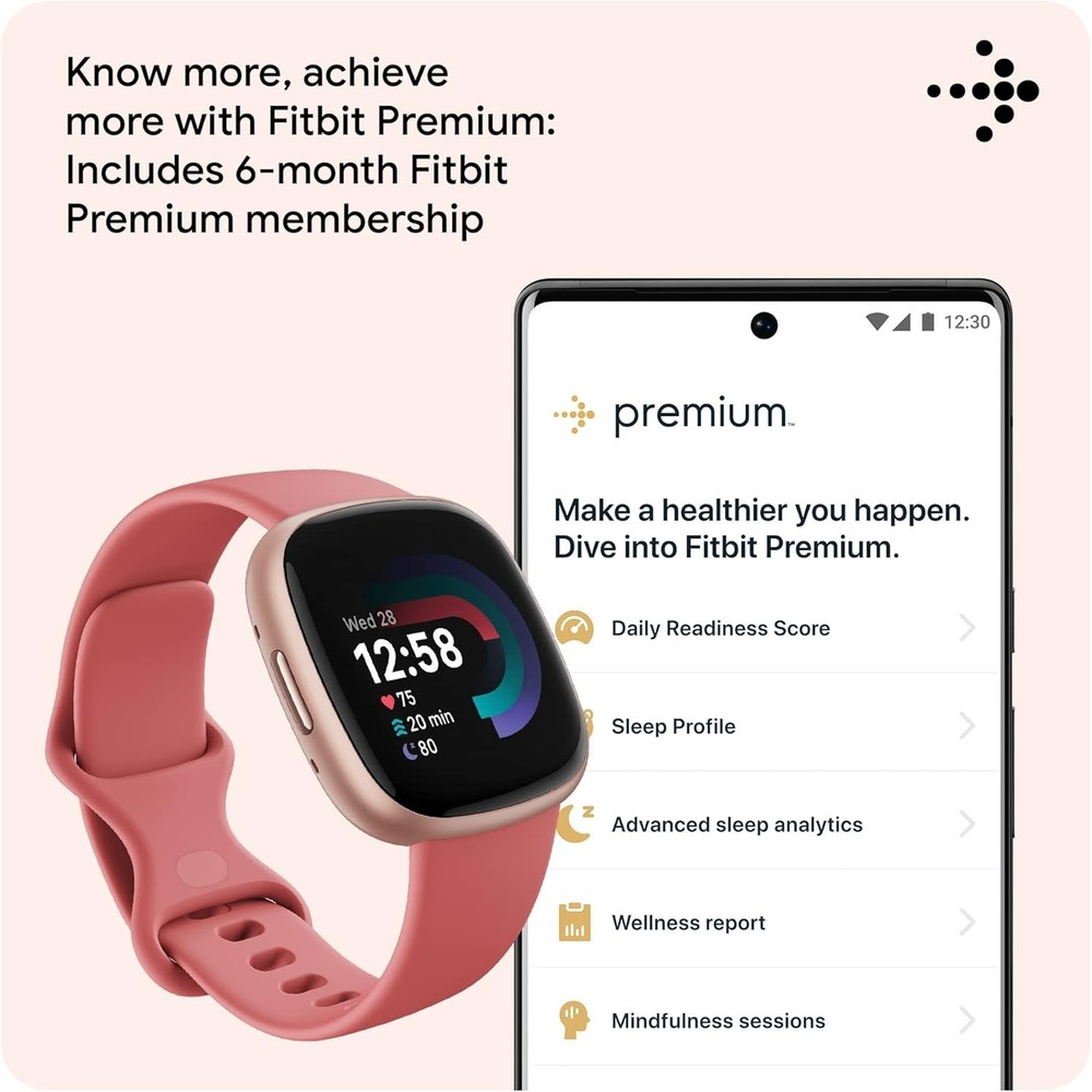 Fitbit Versa 4 Activity Tracker - Copper Rose/Pink Sand
