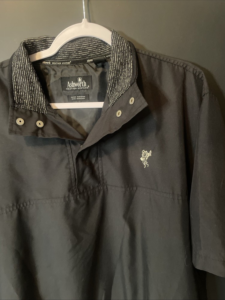Ashworth Weather System Golf Pullover Jacket Men’s M Black Water Wind Resistant