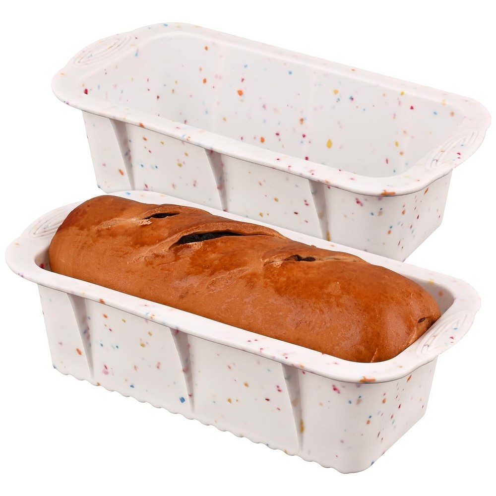 2 Pack Silicone Bread Loaf Molds, Nonstick Easy Release Rectangle Silicone Lo...