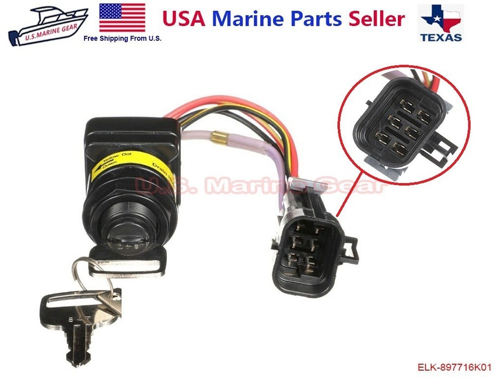 Mercury Outboard DTS Ignition Switch Key 897716K01 6 Wire Pin