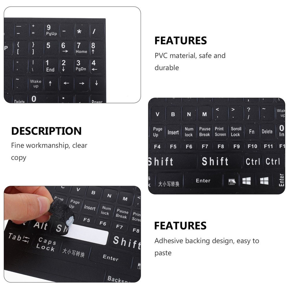 2 Sheets English Keyboard Replacement Letter Stickers for Typing