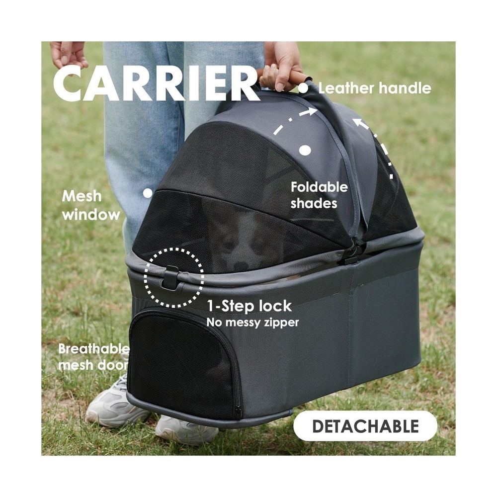 3 in 1 Pet Stroller with Removable Carrier, Folding Stroller for Small/Medium...