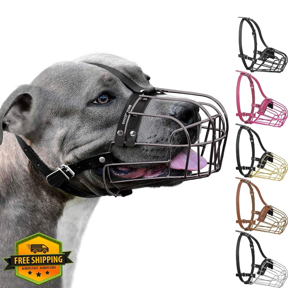 BRONZEDOG Pitbull Wire Muzzle - Graphite Metal, Large Dog Adjustable