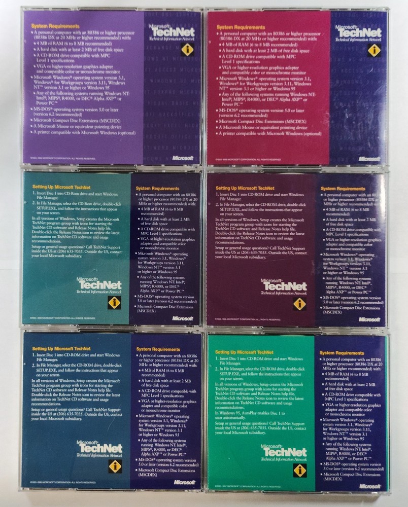 Lot - 7 - Microsoft TechNet CD's From '96 and '97 - Tested