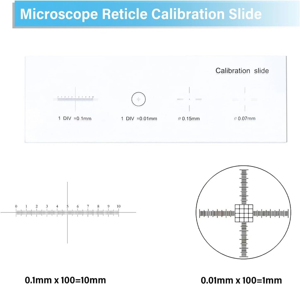 Microscope Stage Calibration Slide for USB Camera 0.01mm Micrometer
