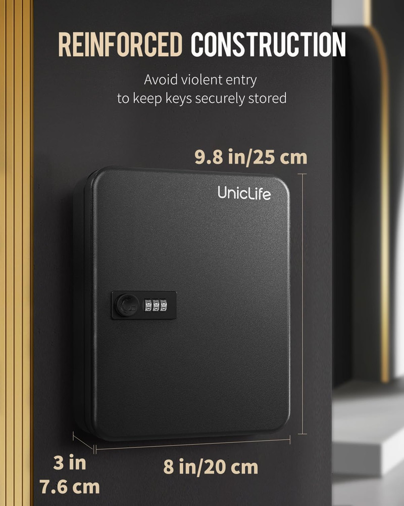 48 Position Key Cabinet with Combination Lock Resettable Black Digital Security