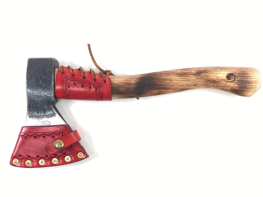 Prandi Hatchet With Red Leather Sheath And Overstrike Guard