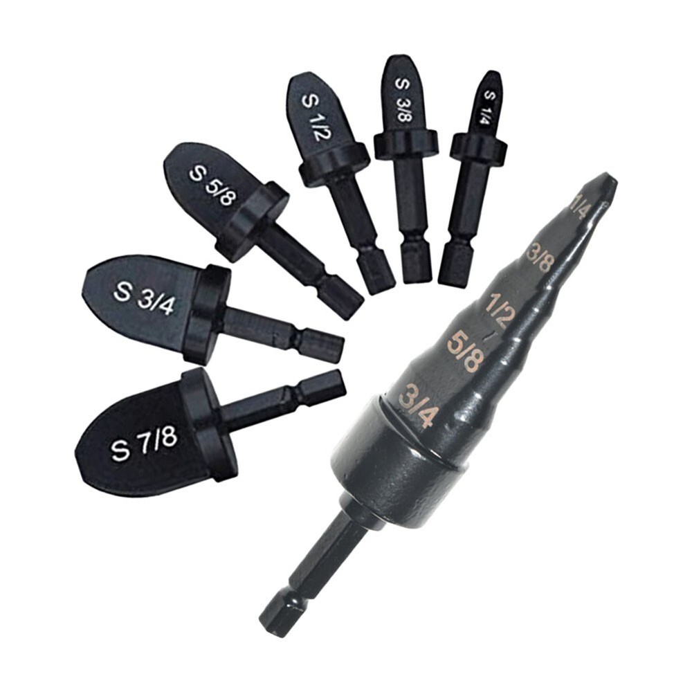 New 7pcs Air Conditioning Copper Pipe Expander Hexagonal Shank Drill Bit Reaming